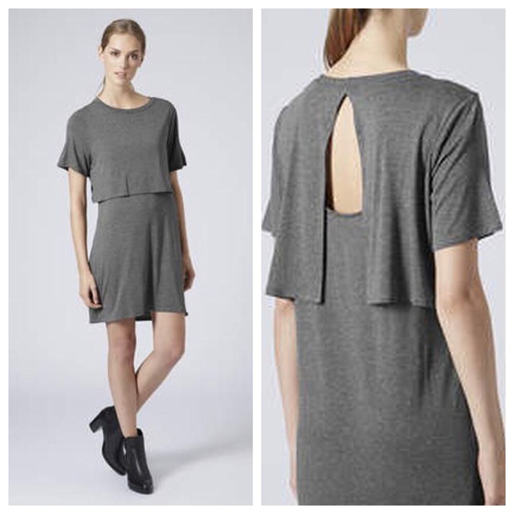 Topshop Flutter Layered Keyhole Back Tee Shirt Dr… - image 1